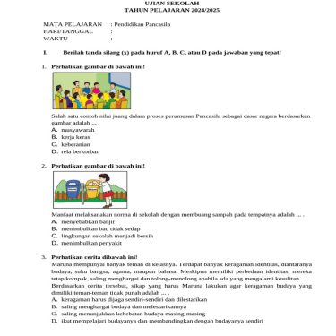 3 Soal Sulit Ujian Sekolah Pendidikan Pancasila SD Kelas 2 dan 5 Semester 1 2026