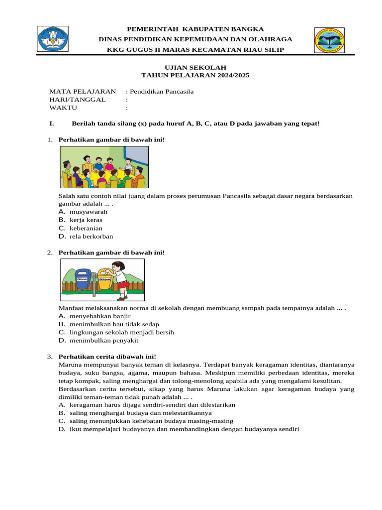 3 Soal Sulit Ujian Sekolah Pendidikan Pancasila SD Kelas 2 dan 5 Semester 1 2026
