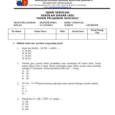 Ternyata Ada 5 Lembar Kerja Ujian Sekolah SD PDF Siap Cetak 2026, Gratis!