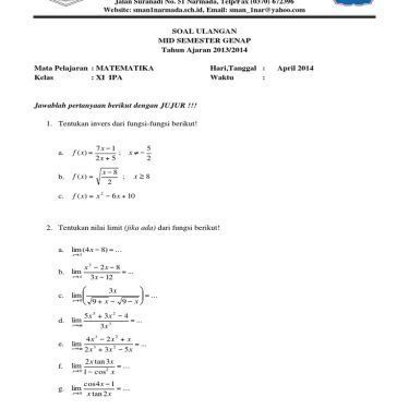 5 Latihan Soal Matematika Kelas 11 Semester 2 yang Wajib Kamu Kuasai Sebelum Asesmen 2026