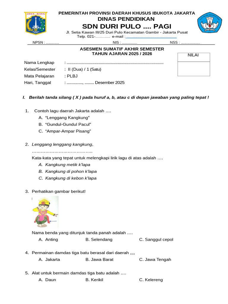 7 Soal PLBJ Kelas 2 Semester 2 Siap Cetak, Wajib Dicoba Sebelum Ulangan!
