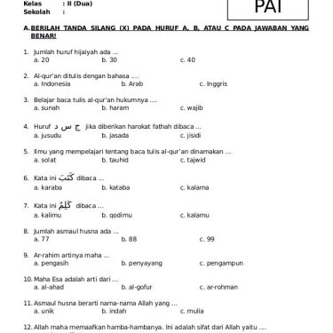 Akhirnya Tersedia! Download Soal PAI Kelas 3 SD Semester 2 Lengkap untuk Ujian 2026