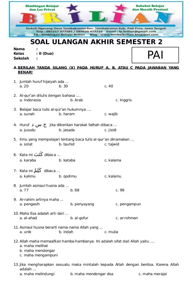 Akhirnya Tersedia! Download Soal PAI Kelas 3 SD Semester 2 Lengkap untuk Ujian 2026