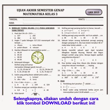Akhirnya Tersedia Lembar Kerja Siap Cetak, Download Soal Mid Smt 2 Kelas 3 Tematik Sekarang Juga Sebelum Terlambat