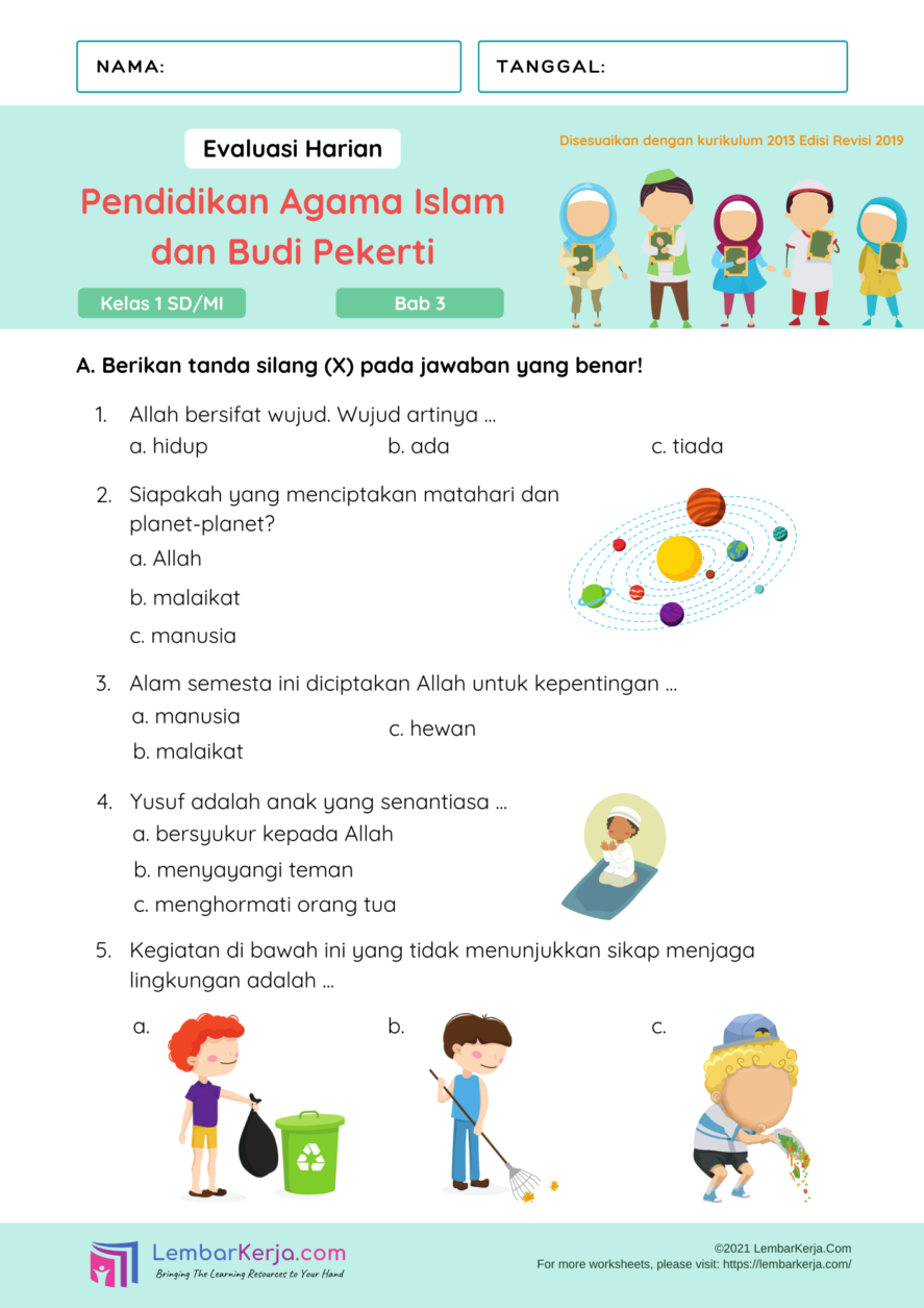 Download Soal PAI Kelas 3 SD Semester Genap Kur 2006: Ternyata Ini 7 Lembar Kerja Siswa Siap Cetak yang Wajib Dimiliki