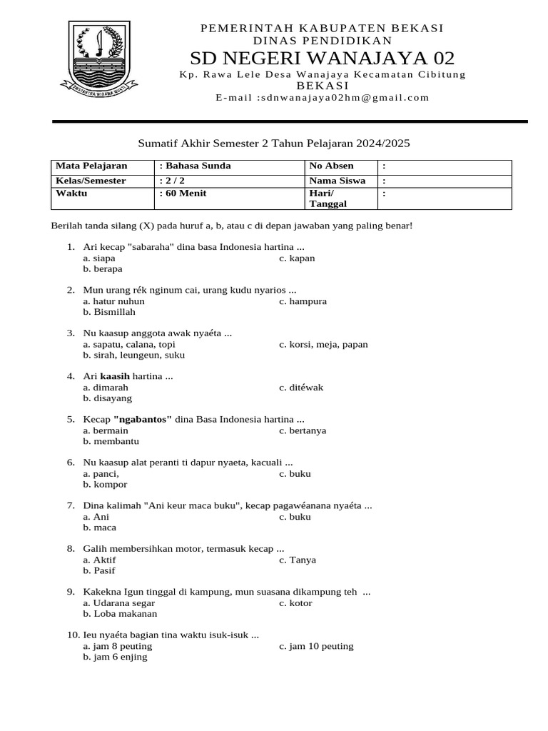 Ternyata Ini Kunci Jawaban Soal Bahasa Sunda Kelas 5 Semester 2 yang Jarang Diketahui