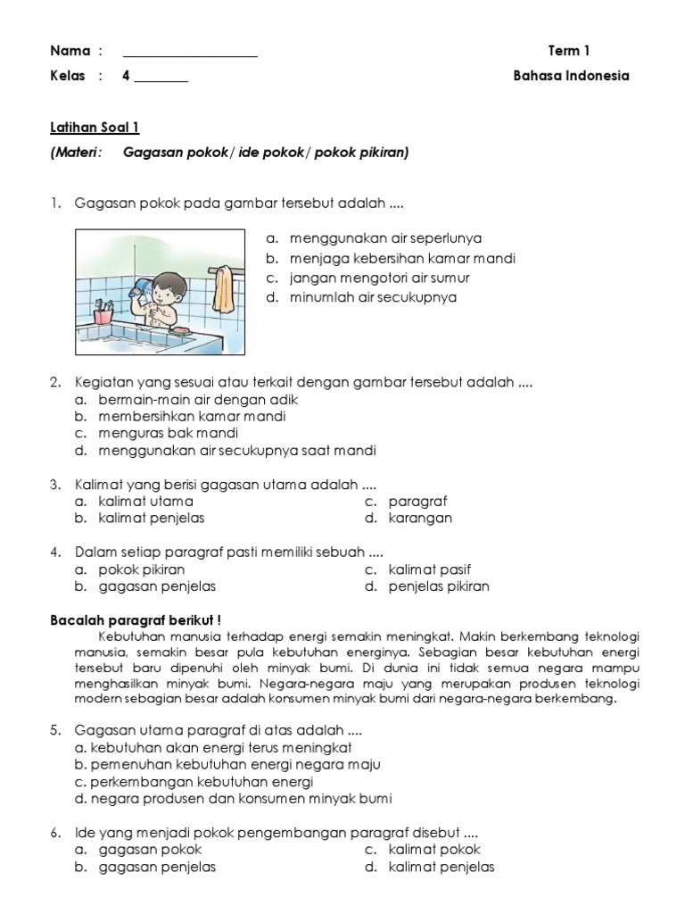 5 Cara Cepat Latihan Soal Bahasa Indonesia Kelas 4 Tentang Mencari Gagasan Pokok