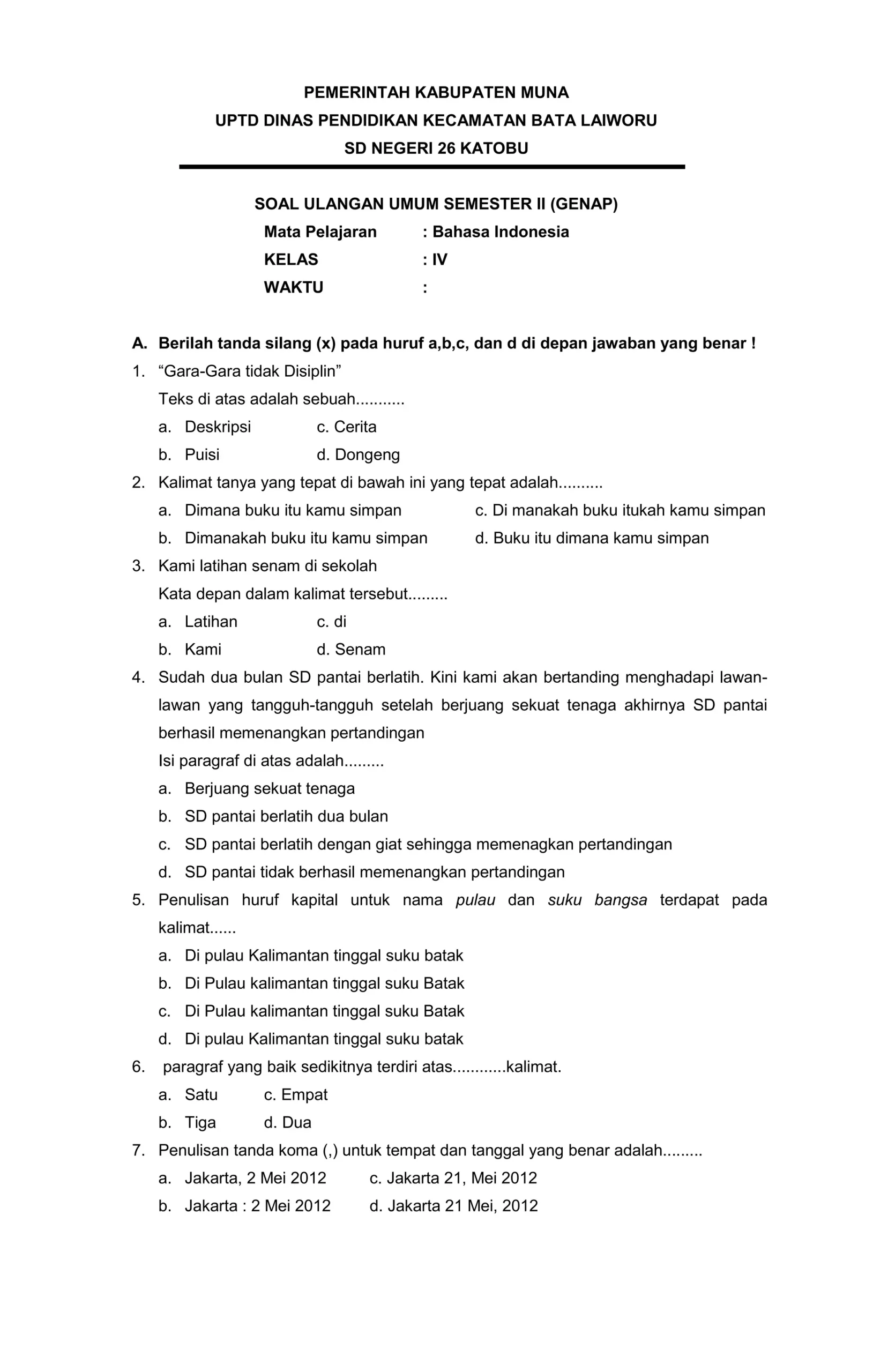 7 Rahasia Latihan Soal Bahasa Indonesia Semester 2 Kelas 4 Bikin Nilai Tinggi Sekarang
