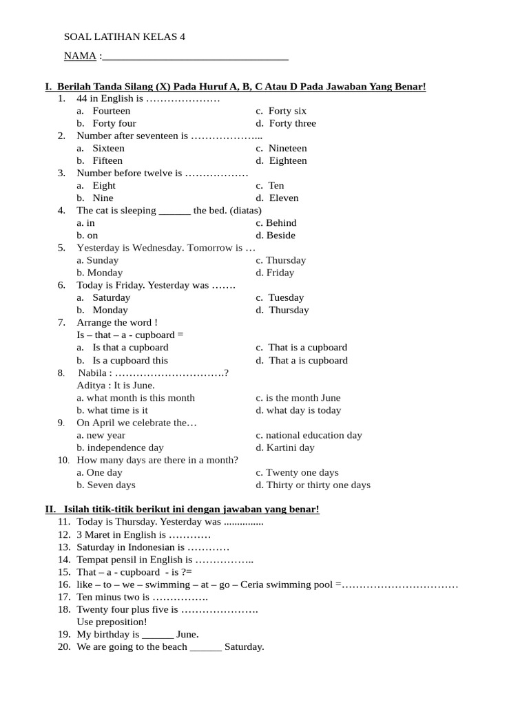 Rahasia latihan soal bahasa inggris job kelas 4 yang bantu kuasai soal matematika kelas 11