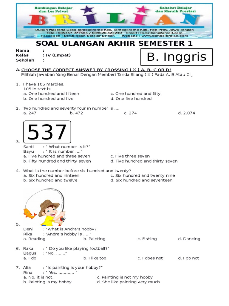 Ternyata 7 Latihan Soal Bahasa Inggris Kelas 4 Semester 1 Ini Bikin Anak Jago Sebelum Ulangan