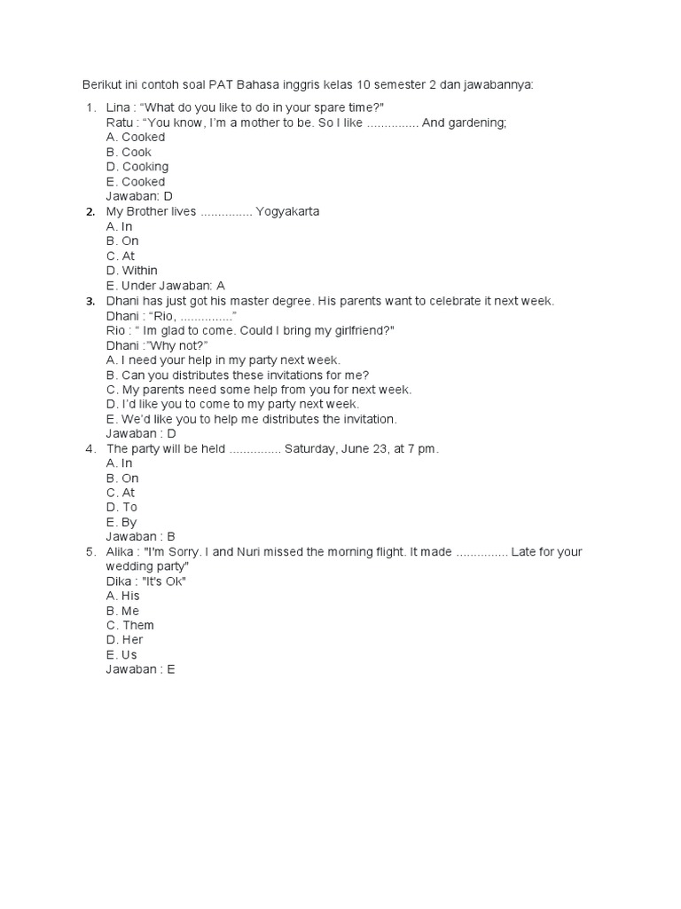 Ternyata Ini 5 Tipe Soal PAT Bahasa Inggris Kelas 10 Semester 2 yang Wajib Kamu Kuasai Sebelum Terlambat