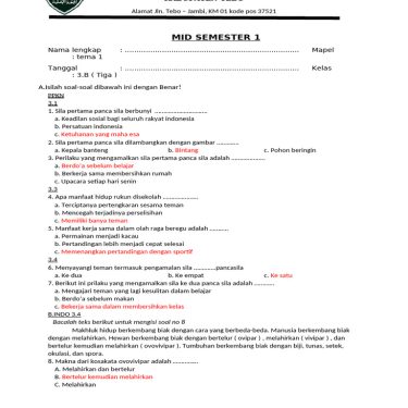 download soal mid semester 1 kelas 3 sd