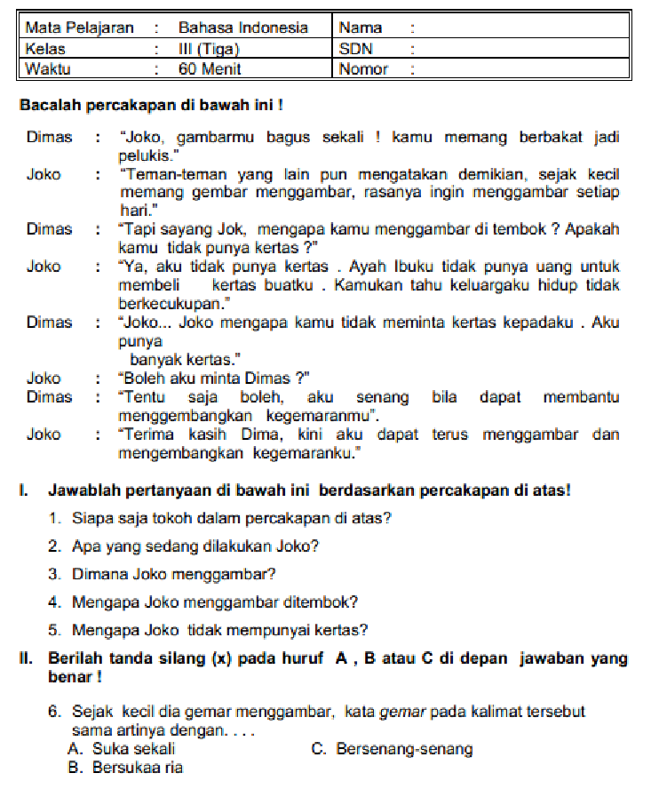 download soal pas 1 kelas 3 tema 1