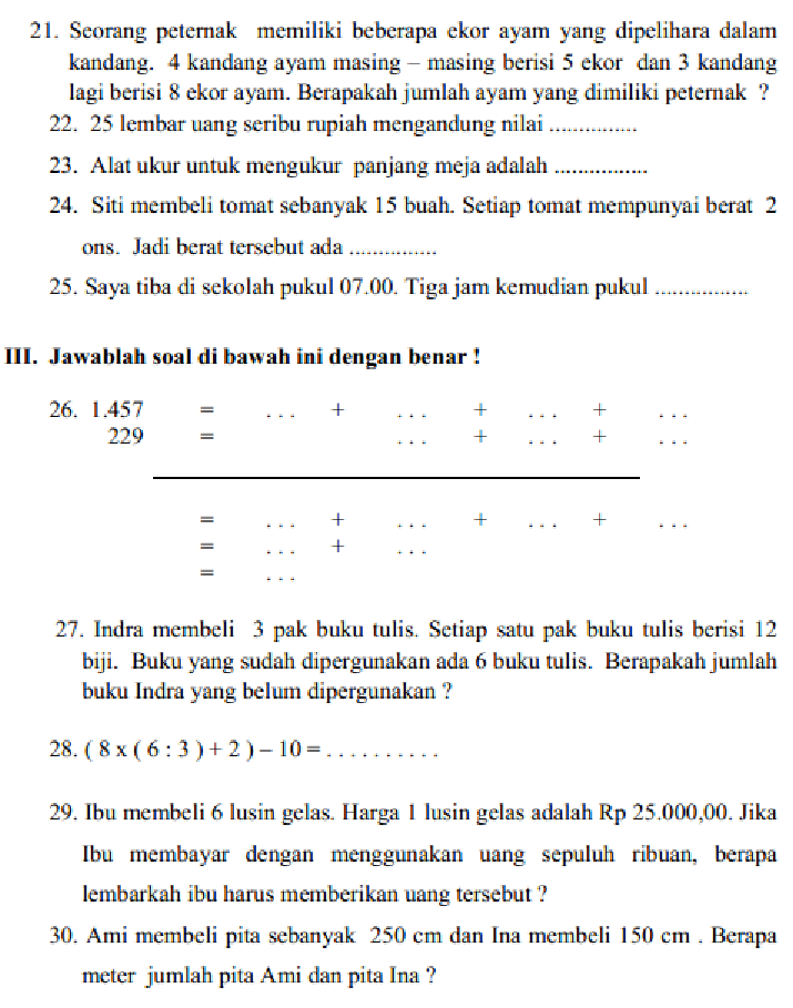 download soal pas 1 kelas 3 sd mi