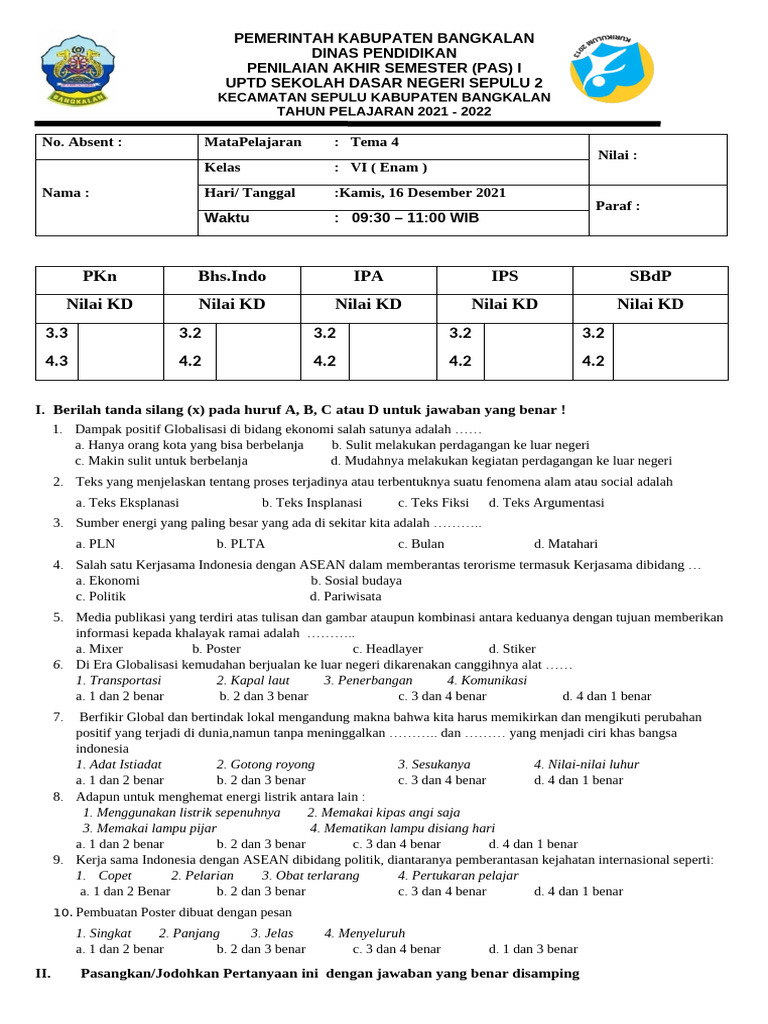 Rahasia 5 Cara Dapatkan dowload soal semester 1 kelas 6sd tema 4 dan kisi-kisi Sekarang!