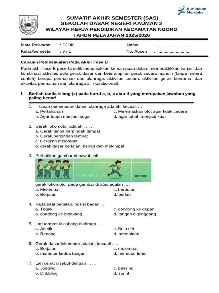 Rahasia Jawaban Benar Soal PJOK Kelas 3 SD Tema 4 Agar Nilai Siswa Melejit Tinggi Rahasia Jawaban Benar Soal PJOK Kelas 3 SD Tema 4 Agar Nilai Siswa Melejit Tinggi