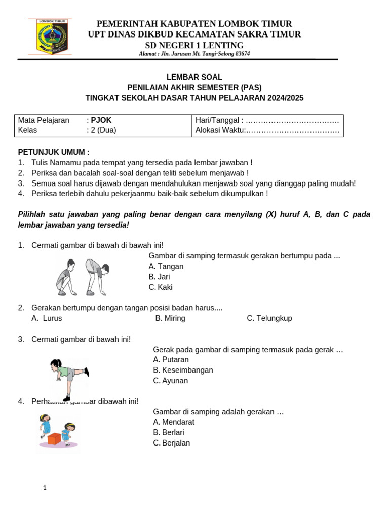Rahasia Skor Sempurna Kerjakan Soal PJOK Kelas 2 Tema 4 Subtema 1 Ini Wajib Tahu