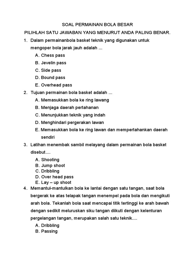 Wajib Tahu Bocoran Soal PJOK Kelas 4 Bab Permainan Bola Besar Agar Nilai Sempurna